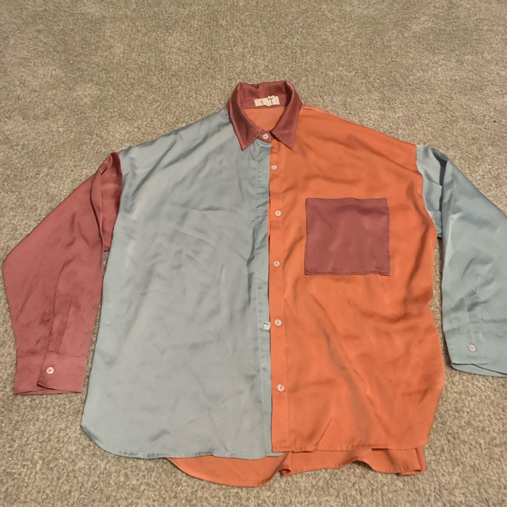 Peach Love California Multicolor Men's Button Down Shirt